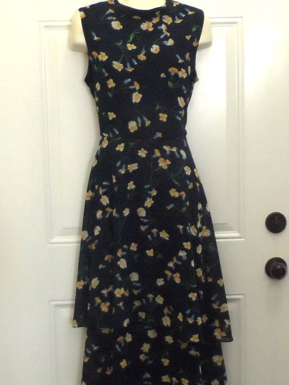 AND- navy printed midi summer dress size L